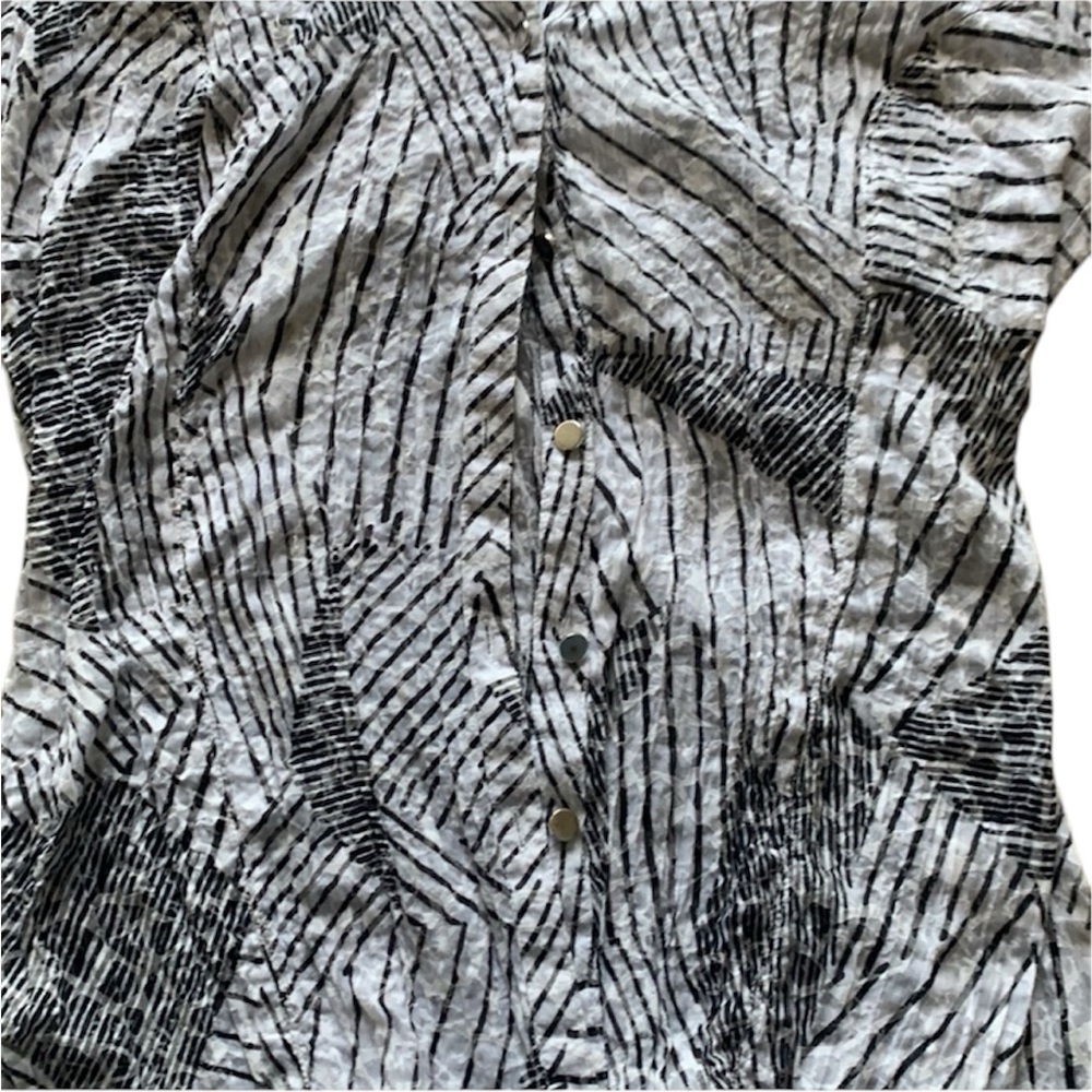 JM Collection Ruched Button Down Striped Shirt - Picture 5 of 7